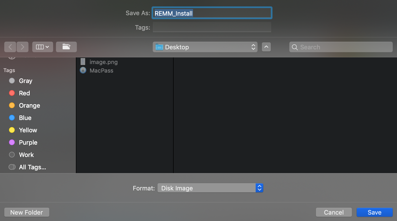 Save REMM dmg file on Mac