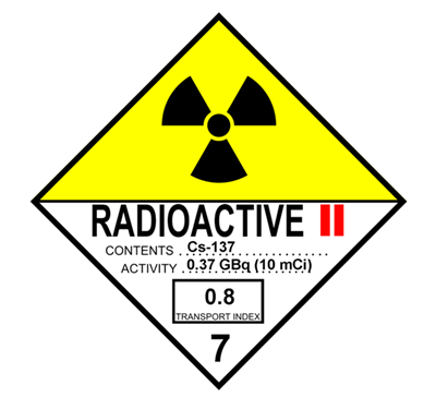 Example of Yellow Radioactive II Label